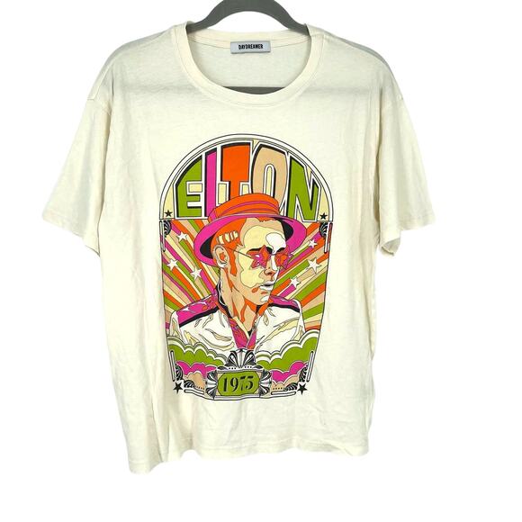 Daydreamer Elton John 1975 Boyfriend Tee White Small NWOT - Picture 1 of 6